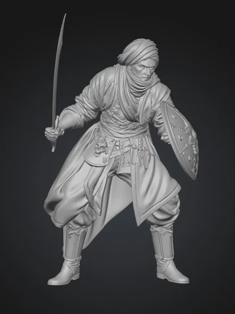 Mô hình Chiến binh Sa mạc với Kiếm và Khiên (Desert Warrior) - Image 1