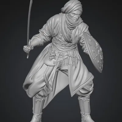 Mô hình Chiến binh Sa mạc với Kiếm và Khiên (Desert Warrior)