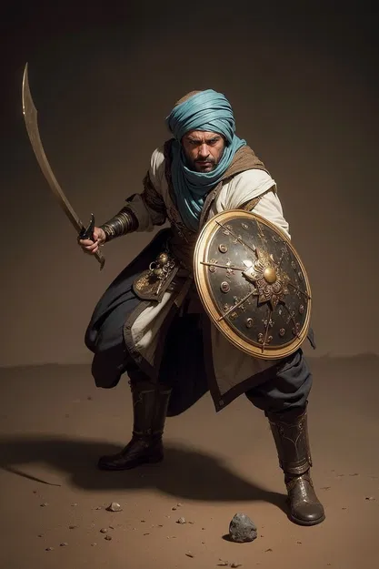 Mô hình Chiến binh Sa mạc với Kiếm và Khiên (Desert Warrior) - Image 2
