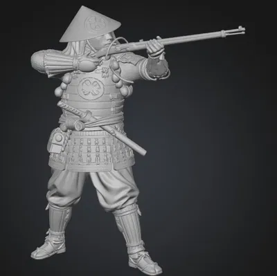 Mô hình Samurai thời Sengoku cầm súng hỏa mai in 3D