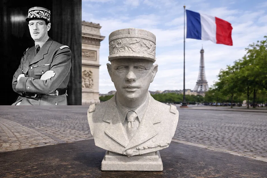 Tượng bán thân Tướng Charles de Gaulle - Phiên bản mặc quân phục và đội mũ Képi - Image 1