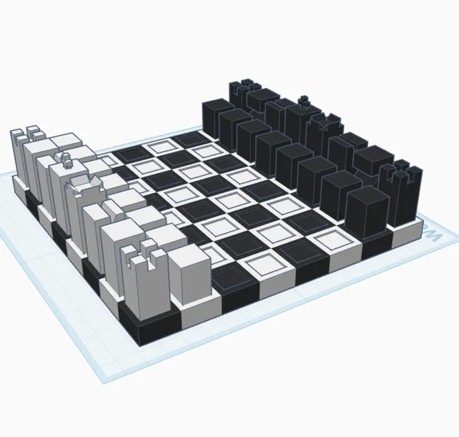 Bộ cờ vua 3D thiết kế tối giản (Ultra-Simplistic Chess Set) - Image 1