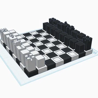 Bộ cờ vua 3D thiết kế tối giản (Ultra-Simplistic Chess Set)