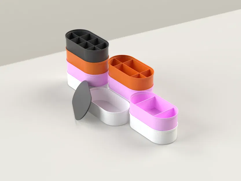 Bộ Hộp Đựng Hình Oval Chồng Tầng Hiện Đại - Hệ Thống Lưu Trữ Mô-đun - Image 1