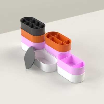 Bộ Hộp Đựng Hình Oval Chồng Tầng Hiện Đại - Hệ Thống Lưu Trữ Mô-đun