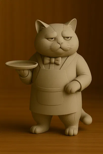 Tượng mèo bồi bàn giữ đồ (Waiter Cat Tray Holder) in 3D độc đáo - Image 1