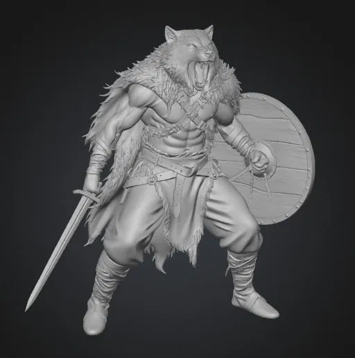 Mô hình 3D chiến binh sói The Howling Warlord cực chi tiết - Image 1