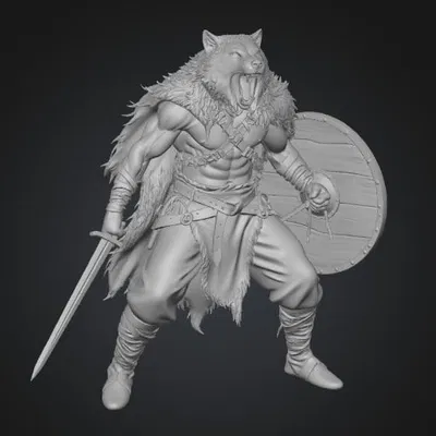 Mô hình 3D chiến binh sói The Howling Warlord cực chi tiết
