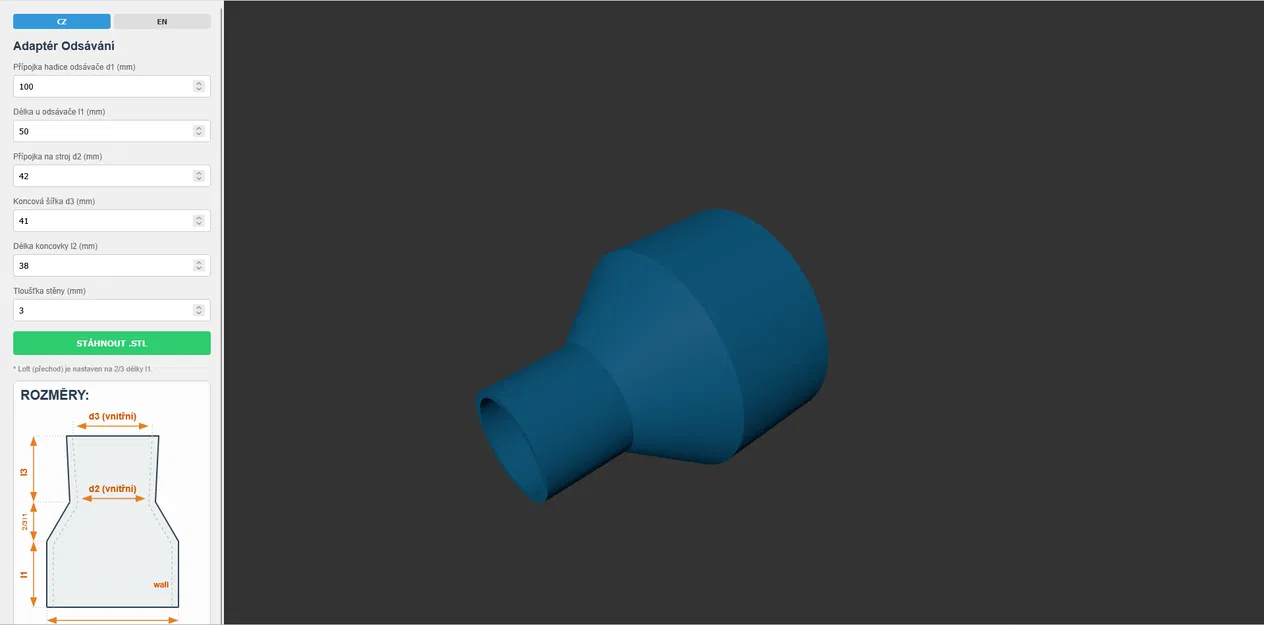 Bộ tạo adapter hút bụi dạng tham số (Parametric Dust Collector Adapter) - Image 1