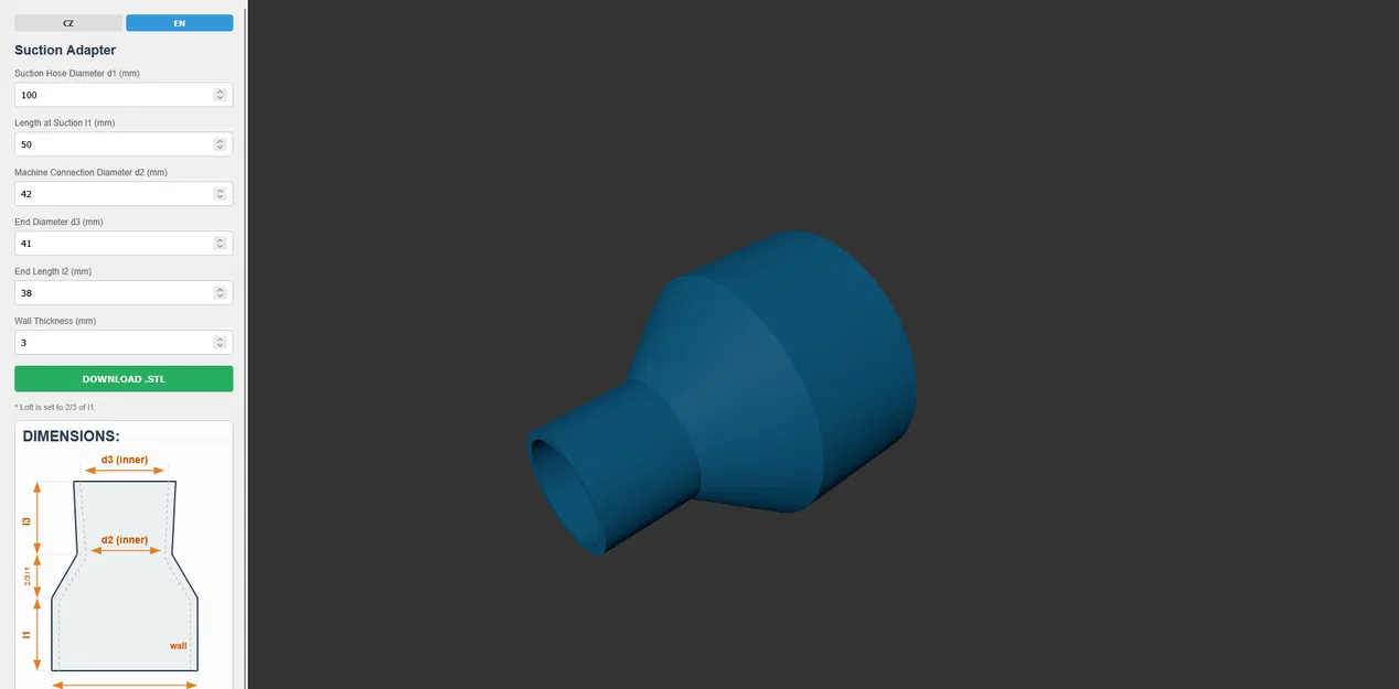 Bộ tạo adapter hút bụi dạng tham số (Parametric Dust Collector Adapter) - Image 2