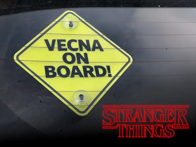 Vecna On Board! - Bảng hiệu trang trí xe hơi chủ đề Stranger Things - Image 1