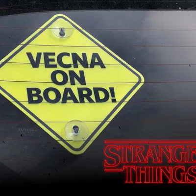 Vecna On Board! - Bảng hiệu trang trí xe hơi chủ đề Stranger Things
