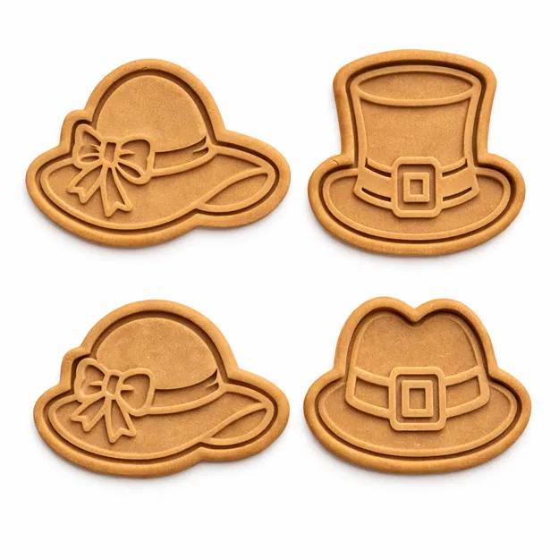 File STL Khuôn Cắt Bánh Quy Hình Mũ Pilgrim | Khuôn Fondant Lễ Tạ Ơn | In 3D Làm Bánh - Image 1