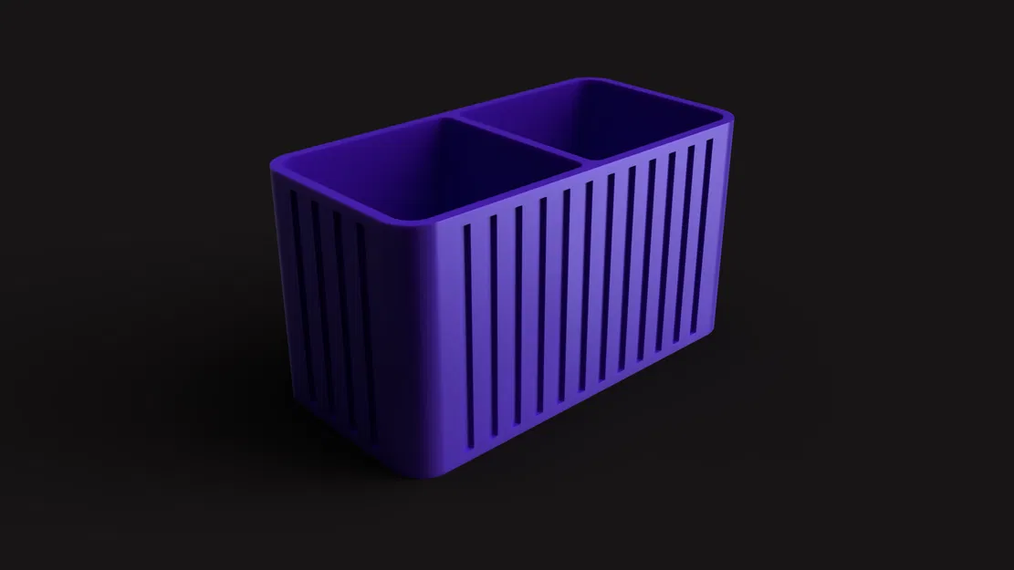 Fluted Duo: Ống cắm bút để bàn phong cách hiện đại - Image 1