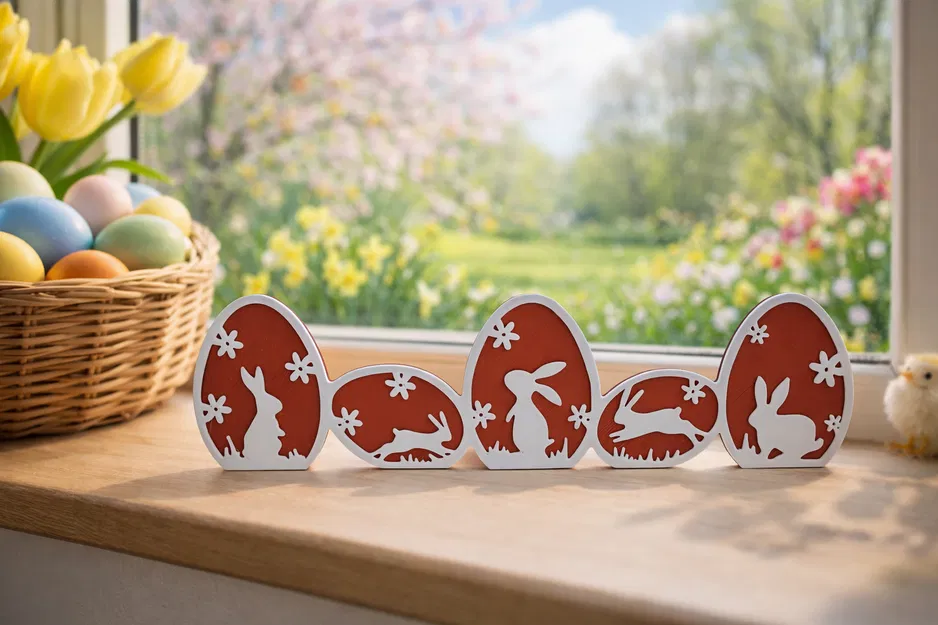 Mô hình trang trí hình chú thỏ và trứng Phục sinh 3D ấn tượng - Image 2