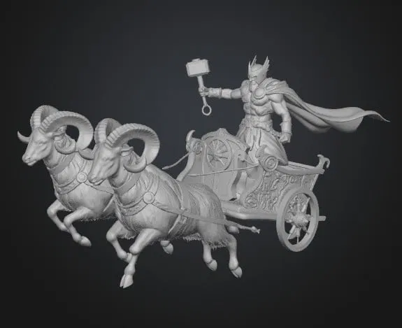 Mô hình 3D cỗ xe của Thor - Thors Chariot chi tiết sắc nét - Image 1
