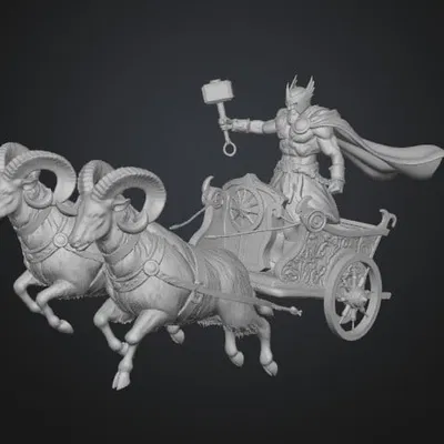Mô hình 3D cỗ xe của Thor - Thors Chariot chi tiết sắc nét