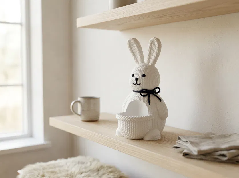 Giá Đỡ Trứng Phục Sinh Hình Chú Thỏ Có Kết Cấu Đan Len - Image 1