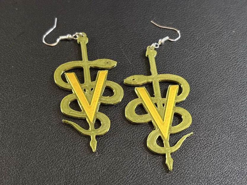 Bông tai biểu tượng thú y (Veterinary Caduceus) - File in 3D đẹp - Image 4