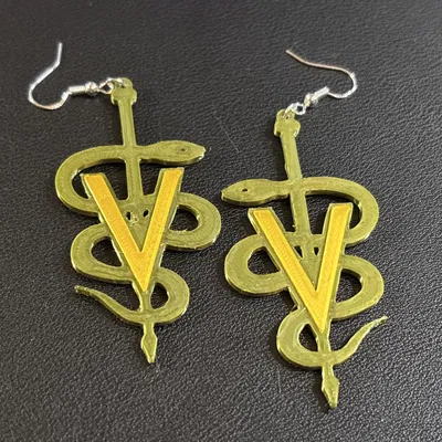 Bông tai biểu tượng thú y (Veterinary Caduceus) - File in 3D đẹp