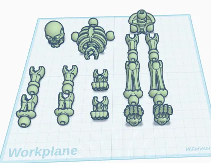 Mô hình bộ xương khớp nối linh hoạt từ Tinkercad - Tải file STL miễn phí - Image 1