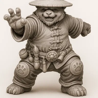 Mô hình 3D Gấu Trúc Võ Sĩ (Le Panda WOW) sắc nét cho fan game