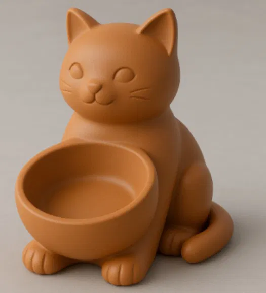 Bát Đôi Hình Mèo Dễ Thương – Mẫu In 3D Đựng Thức Ăn/Nước Uống - Image 1