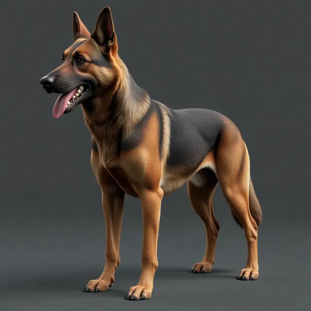 Mô hình 3D chó Becgie Đức (German Shepard) nghệ thuật siêu đẹp - Image 1