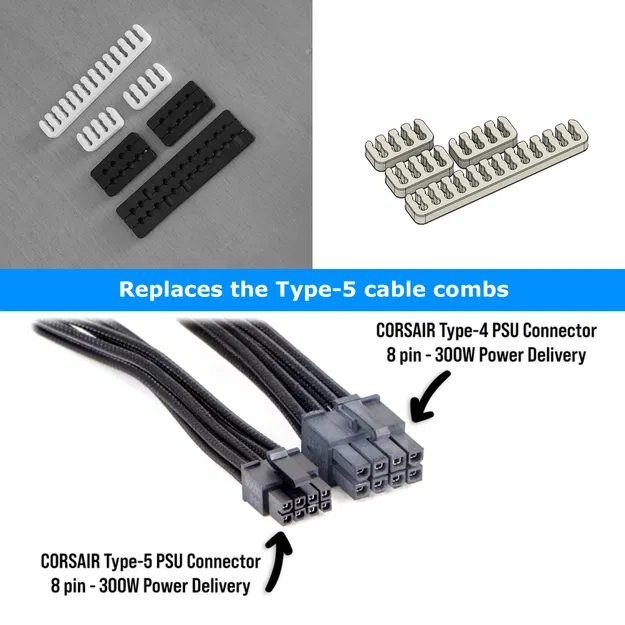Bộ kẹp giữ dây (Cable combs) dành cho cáp nguồn Corsair Type-5 - Image 2