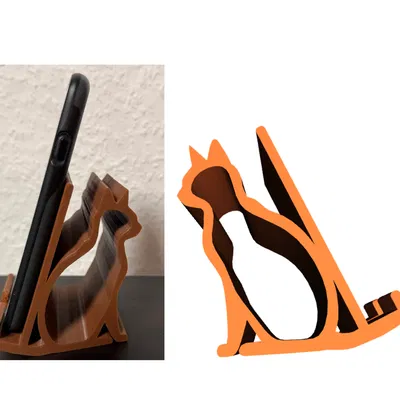 Giá đỡ điện thoại hình mèo dễ thương in 3D (Handyständer Katze)