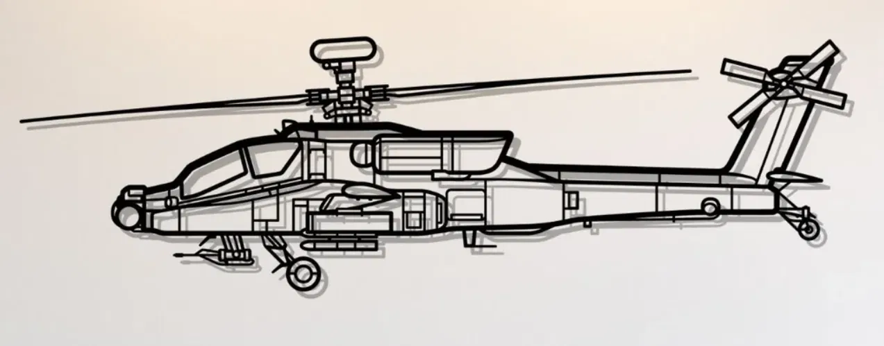 Mô hình trang trí tường trực thăng AH-64D Apache - File in 3D - Image 1