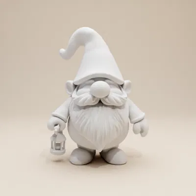 Tượng Chú Lùn Giữ Vườn (Gnome) Mập Mạp Cầm Đèn Lồng – Phong Cách Tối Giản