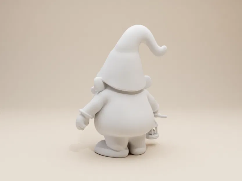 Tượng Chú Lùn Giữ Vườn (Gnome) Mập Mạp Cầm Đèn Lồng – Phong Cách Tối Giản - Image 3