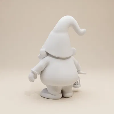 Tượng Chú Lùn Giữ Vườn (Gnome) Mập Mạp Cầm Đèn Lồng – Phong Cách Tối Giản