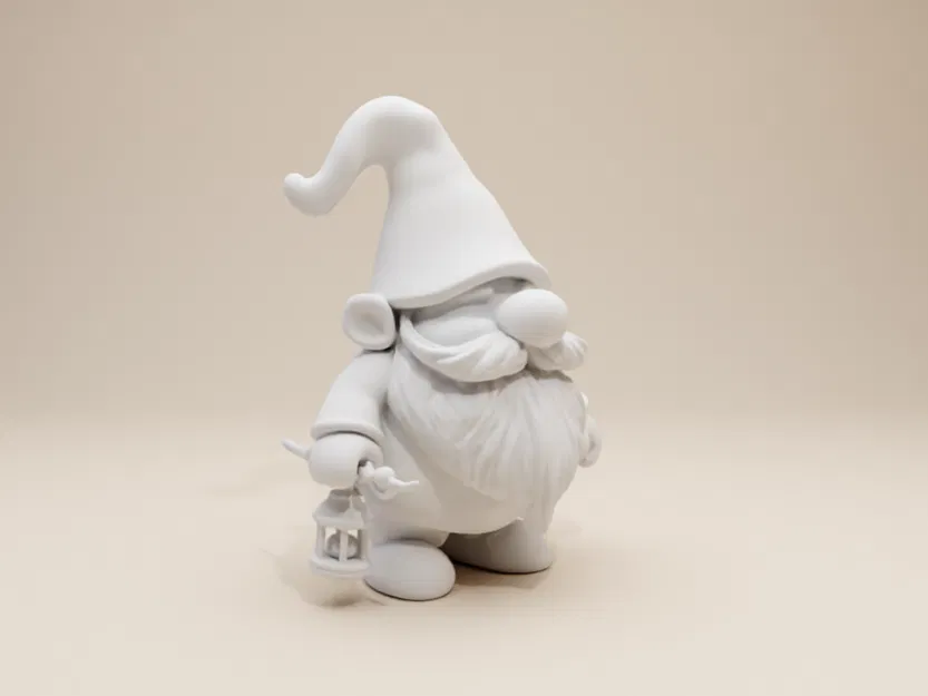 Tượng Chú Lùn Giữ Vườn (Gnome) Mập Mạp Cầm Đèn Lồng – Phong Cách Tối Giản - Image 4