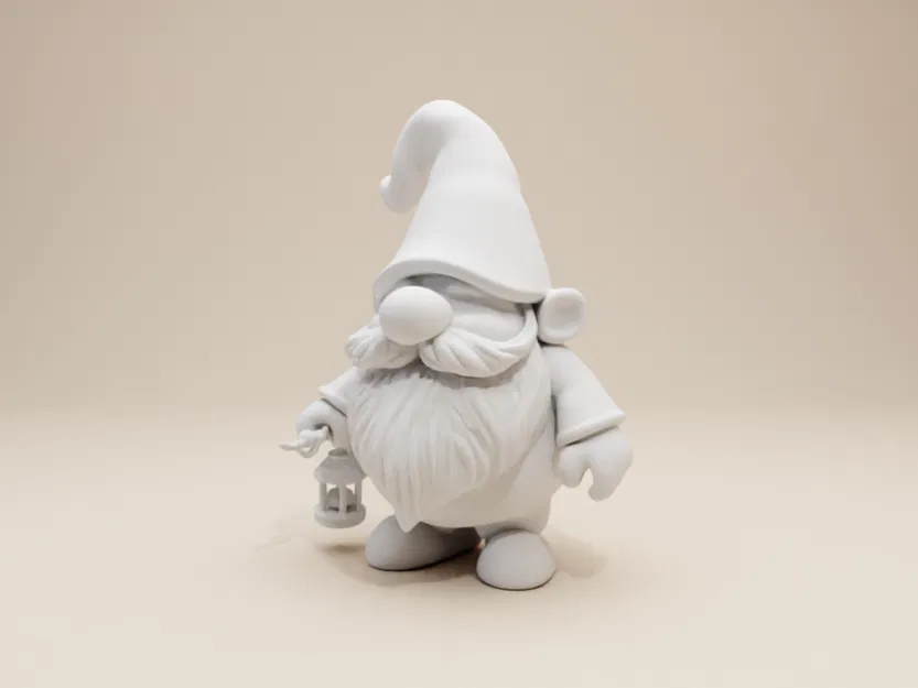 Tượng Chú Lùn Giữ Vườn (Gnome) Mập Mạp Cầm Đèn Lồng – Phong Cách Tối Giản - Image 5