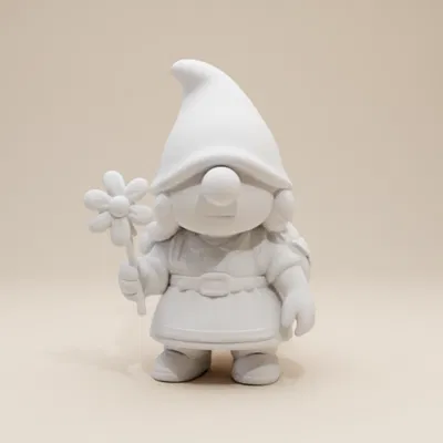 Tượng Gnome Nữ Thám Hiểm – Cô Bé Gnome (Phong Cách Đất Sét Thủ Công)