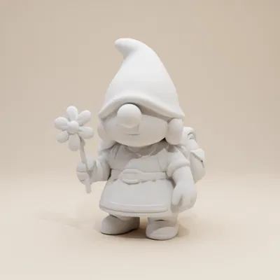 Tượng Gnome Nữ Thám Hiểm – Cô Bé Gnome (Phong Cách Đất Sét Thủ Công)