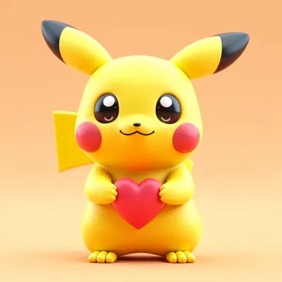 Mô hình Pikachu cầm trái tim dễ thương - Mẫu in 3D trang trí đẹp