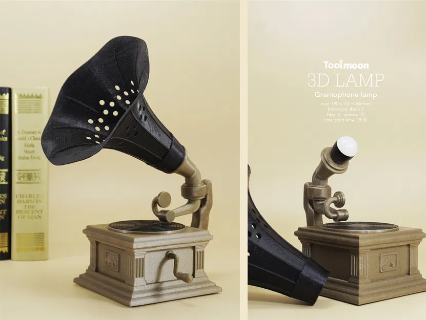 Đèn bàn phong cách máy hát cổ điển (Gramophone lamp) - Image 1