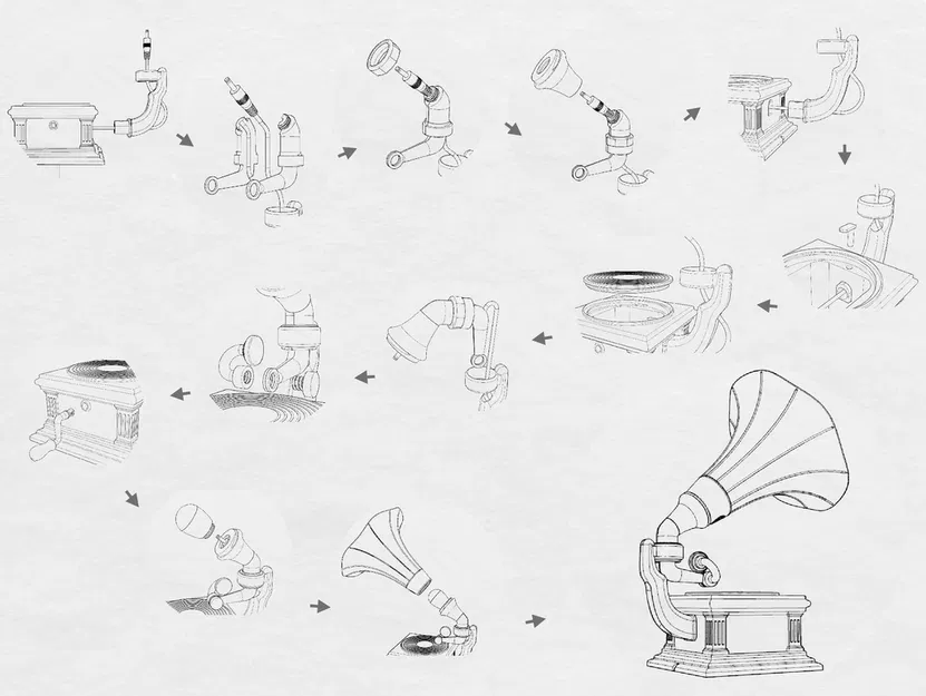 Đèn bàn phong cách máy hát cổ điển (Gramophone lamp) - Image 3