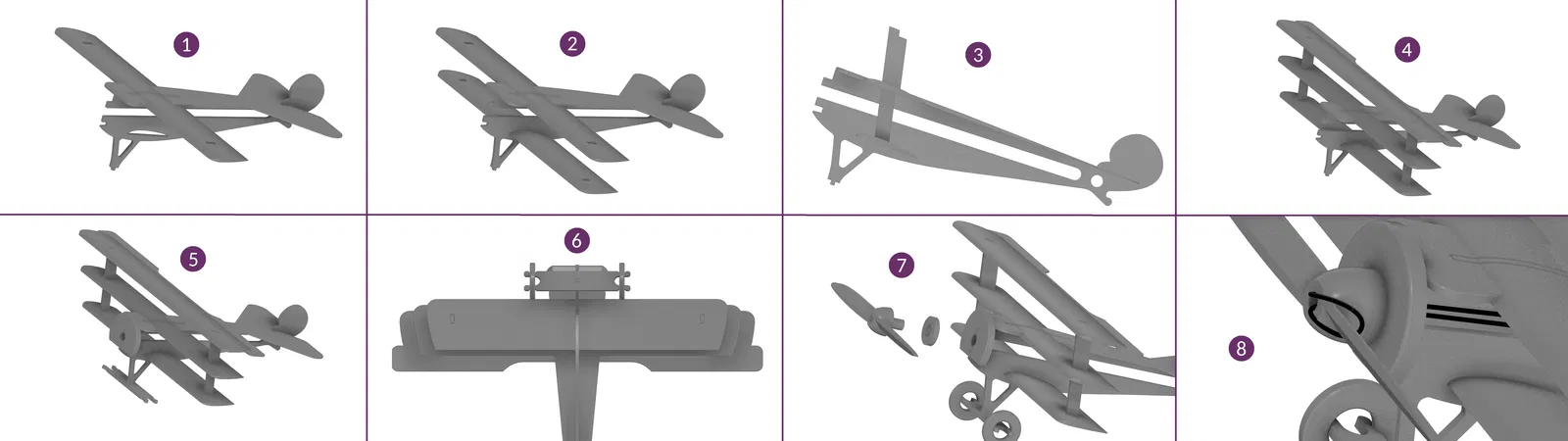 Bộ Kit Card Máy Bay 3 Tầng Cánh Fokker DR1 Thế Chiến I Có Thể Bay - Image 4