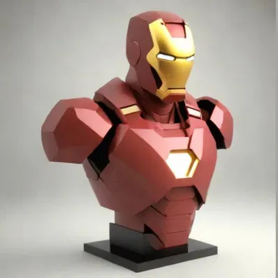 Mô hình tượng bán thân Iron Man phong cách Lowpoly cho in 3D