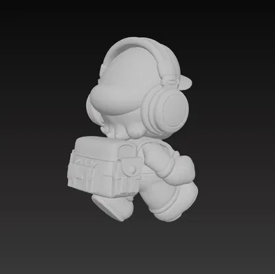 Mô hình 3D nhân vật Mario đeo tai nghe độc đáo