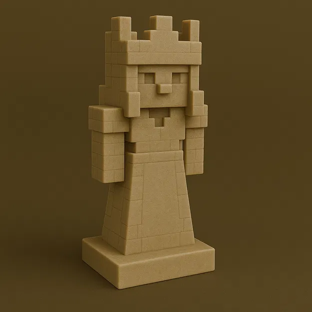 Bộ Cờ Vua Minecraft In 3D: Bàn Cờ và Nhân Vật Pixel - Image 5