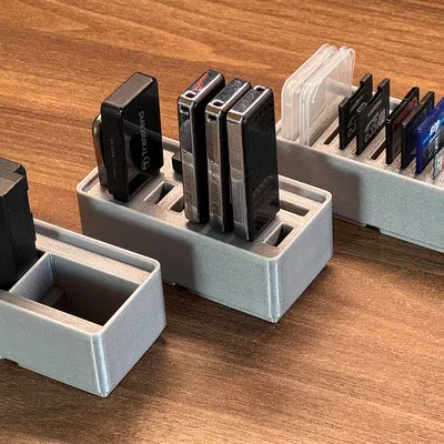 Bộ hộp lưu trữ Gridfinity cho USB, thẻ SD, MicroSD và pin máy ảnh Sony A7