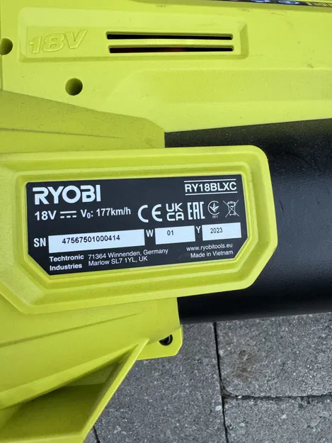 Đầu phun cho máy thổi lá Ryobi 18V không chổi than kèm giá treo tường - Image 2