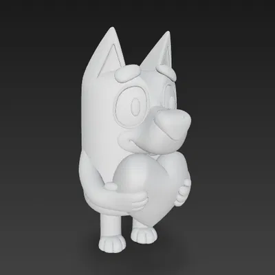 Mô hình 3D Bluey ôm trái tim đáng yêu dành cho người hâm mộ