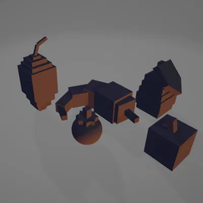 Bộ sưu tập mô hình 3D trái cây nông sản phong cách Roblox