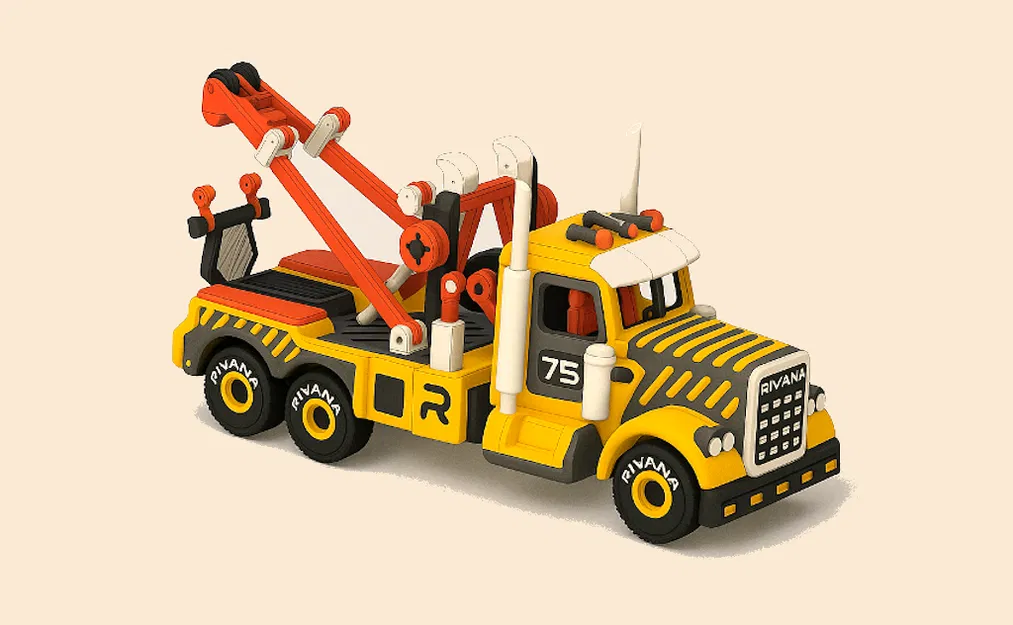 Xe Tải Kéo Cổ Điển Màu Vàng (Yellow Classic Towing Truck) - Image 1